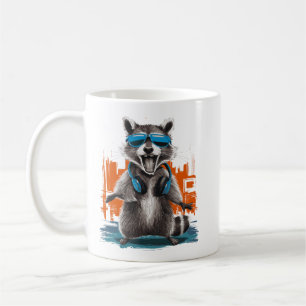 Cool Racoon with Headphones Coffee Mug