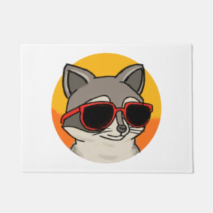 Cool Racoon with sunglasses Doormat