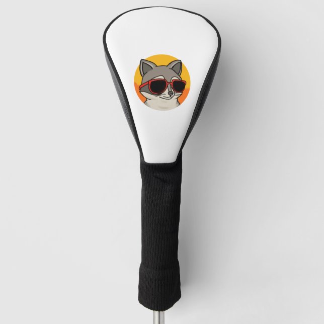 Cool Racoon with sunglasses   Golf Head Cover (Front)