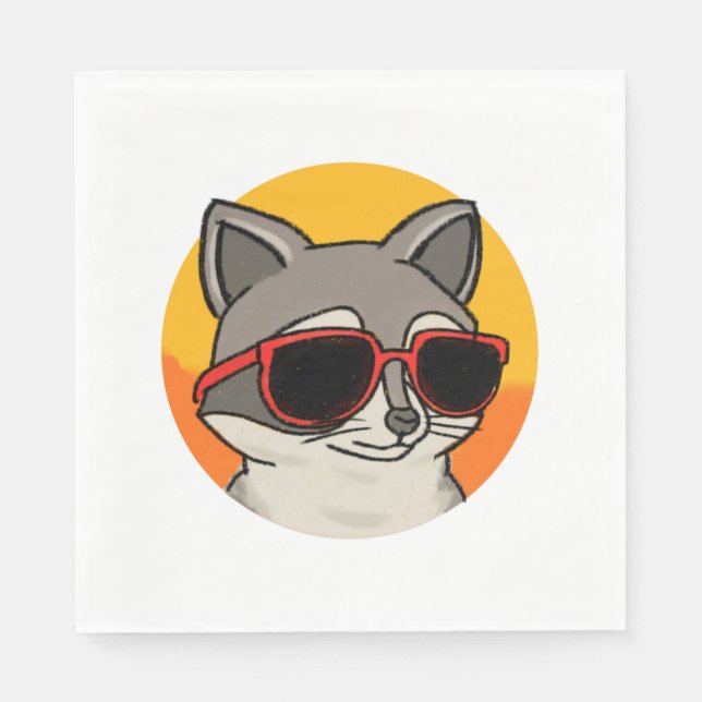Cool Racoon with sunglasses   Napkin (Front)