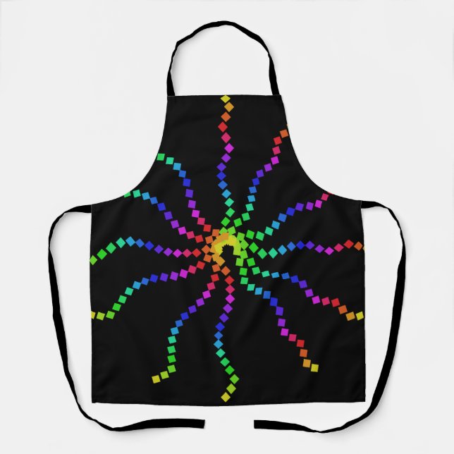 Cool Rainbow Colors Contemporary Kitchen Black Apron (Front)