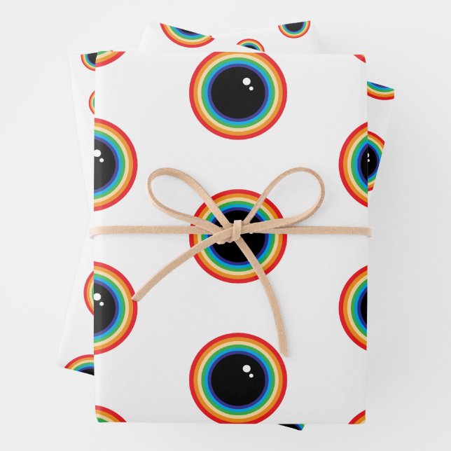 Cool Rainbow Eyes Wrapping Paper Sheet (In situ)