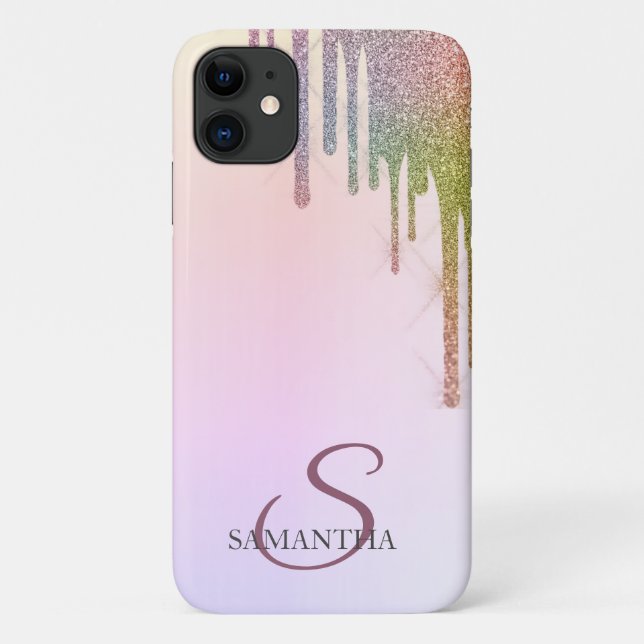 Cool Rainbow Glitter Drips Ombre  Case-Mate iPhone Case (Back)