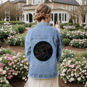 Cool Rainbow Glowing Luminescent Running Wolves Denim Jacket
