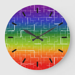 Cool Rainbow Pattern Large Clock