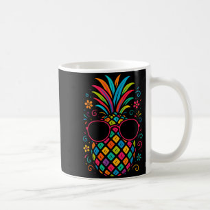 Cool Rainbow Pineapple with Sunglasses Summer Coffee Mug