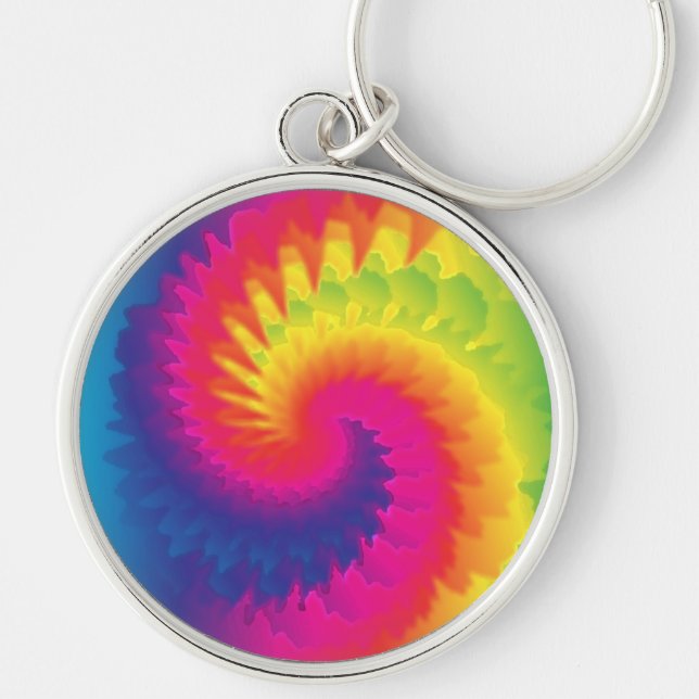 Cool Rainbow Tie Dye Key Ring (Front)