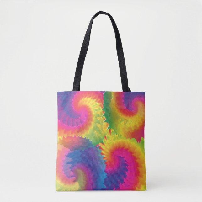 Cool Rainbow Tie Dye Pattern Tote Bag (Front)
