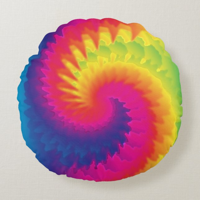 Cool Rainbow Tie Dye Round Cushion (Front)