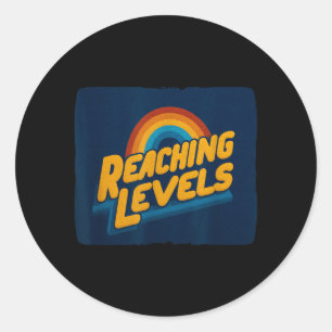 Cool Reaching Levels with Rainbow Costume Classic Round Sticker