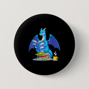 Cool Reading Books Dragon Book Lover Bookworm Men 6 Cm Round Badge