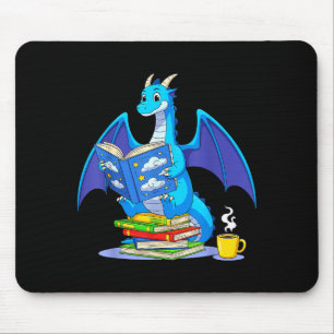 Cool Reading Books Dragon Book Lover Bookworm Men  Mouse Pad