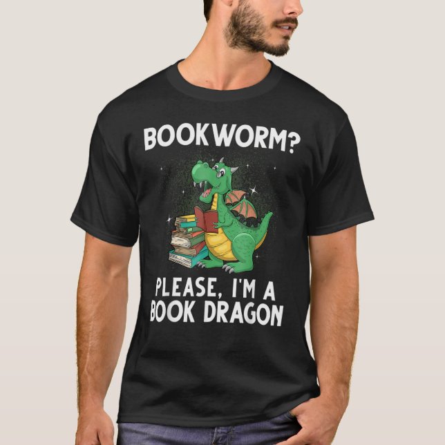 Cool Reading For Men Women Book Dragon Reader Libr T-Shirt (Front)
