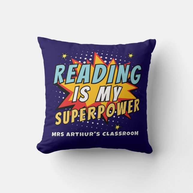 Cool Reading is my Superpower Classroom Cushion (Front)