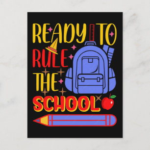 Cool Ready To Rule The School Kids Design Holiday Postcard