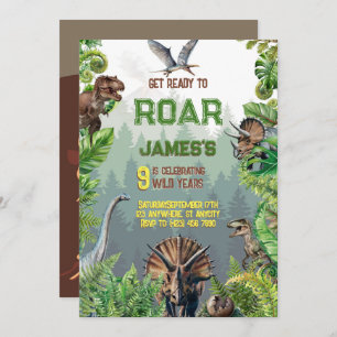 Cool Realistic Dinosaur Birthday Invitation