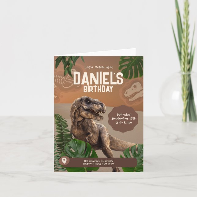 Cool Realistic Dinosaur Birthday Invitation (Front)