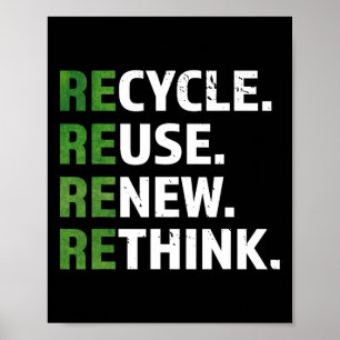Cool Recycle Reuse Renew Rethink Quote Earth Day E Poster