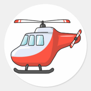Cool Red and White Cartoon Helicopter Classic Round Sticker