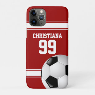 Cool Red and White Stripes Jersey Soccer Ball Case-Mate iPhone Case