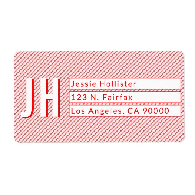 Cool Red and White Stripes Return Address Labels (Front)