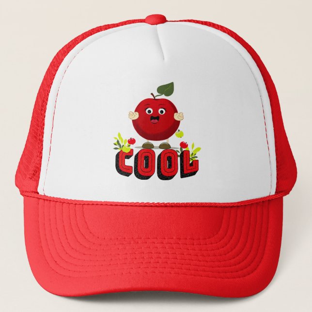 Cool red apple trucker hat (Front)