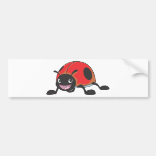 Cool Red Baby Ladybug Cartoon Bumper Sticker