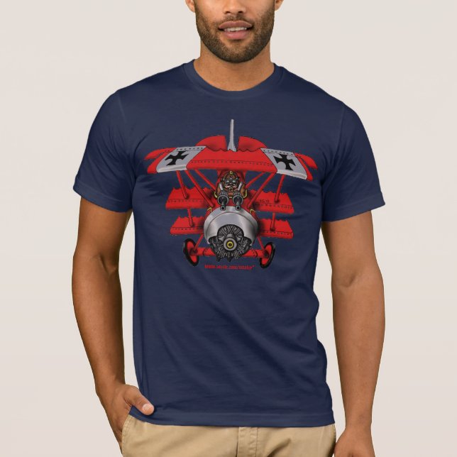 Cool red baron plane t-shirt design (Front)