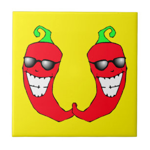 Cool Red Chilli Peppers Hot Anthropomorphic Tile