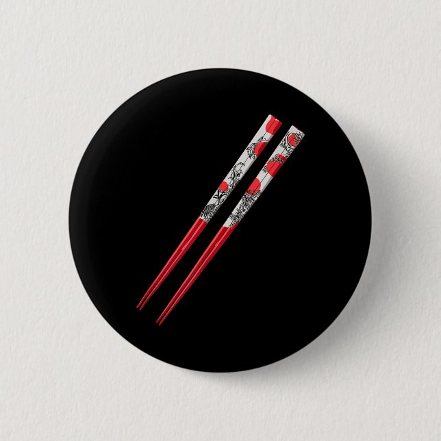 Cool Red Chopsticks Costume 6 Cm Round Badge (Front)