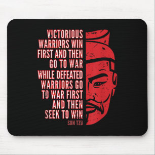 Cool Red Distressed Sun Tzu Portrait With Quote Mouse Pad