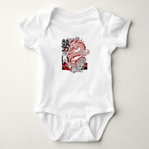 Cool Red Dragon Graphic Baby Bodysuit Edgy Mythica