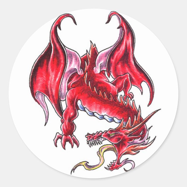 Cool  red dragon  style sticker (Front)