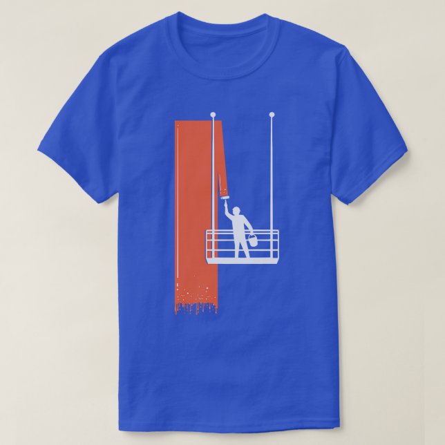 Cool red Facade Painter Elevator Wall Painting Gif T-Shirt (Design Front)