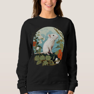 Cool red Flower with white Rat for Rodents Costume Sweatshirt