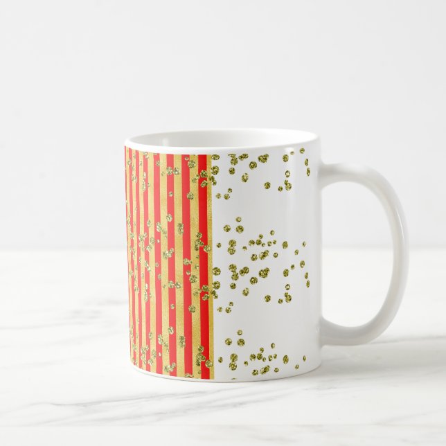 Cool Red Gold And White Abstract Coffee Mug (Right)