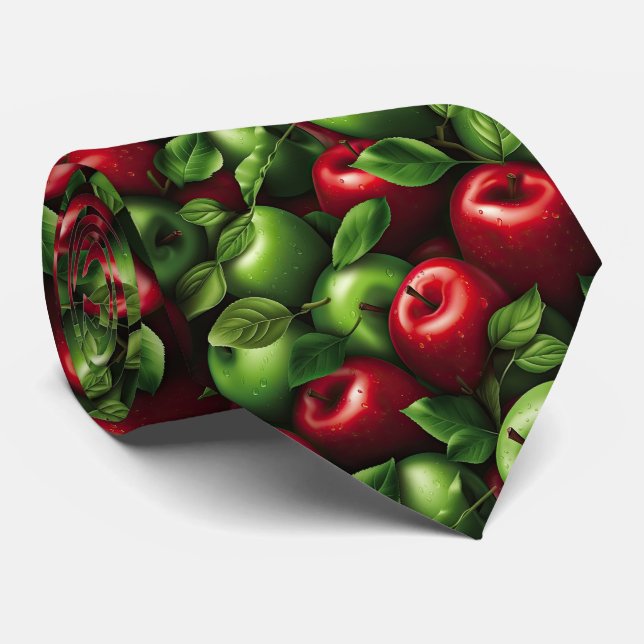 Cool red green apple tiled pattern tie (Rolled)