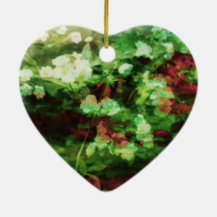 Cool red green flower art pattern. Nature concept Ceramic Ornament