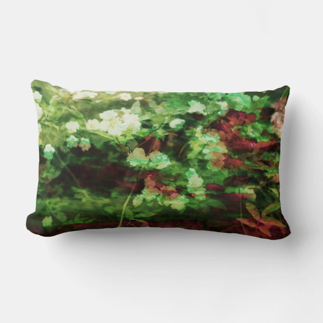 Cool red green flower art pattern. Nature concept Lumbar Cushion (Front)