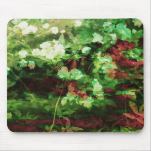 Cool red green flower art pattern. Nature concept Mouse Pad
