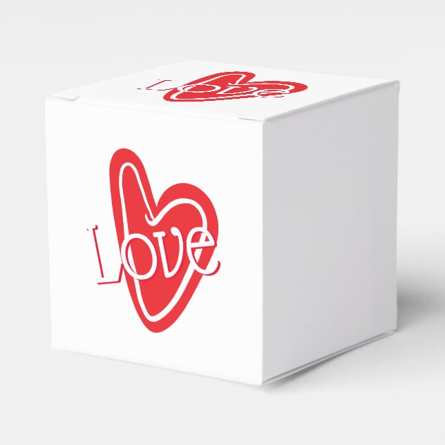 Cool Red Heart With LOVE Favour Box (Front Side)