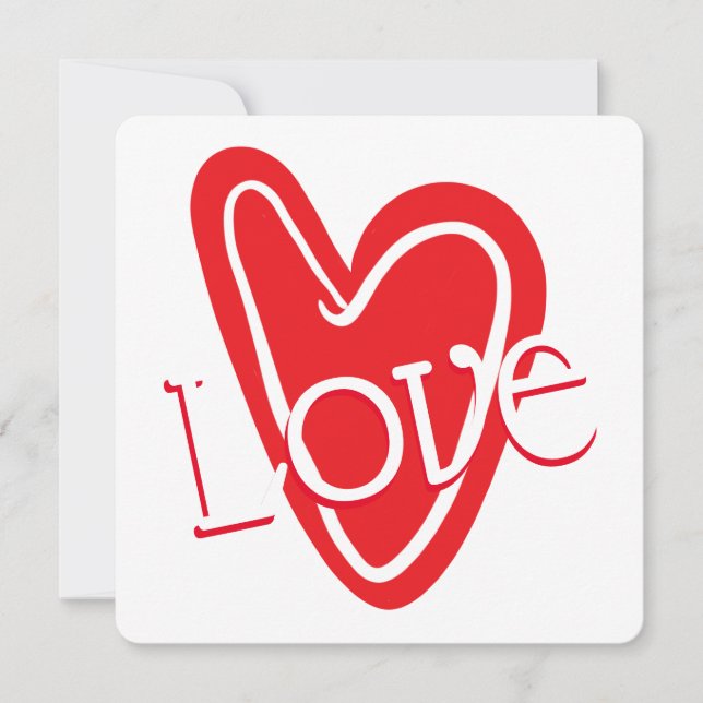 Cool Red Heart With LOVE Invitation (Front)