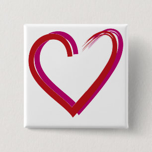 Cool Red Hearts 15 Cm Square Badge