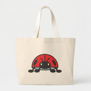 Cool Red Ladybug Cartoon Large Tote Bag