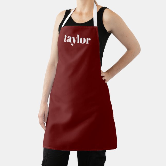 Cool Red Modern Minimalist Trendy Personalised Apron (Insitu)