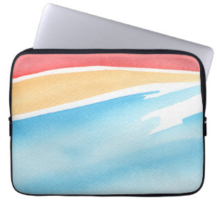 Cool Red Orange and Blue Watercolor Strokes Laptop Sleeve