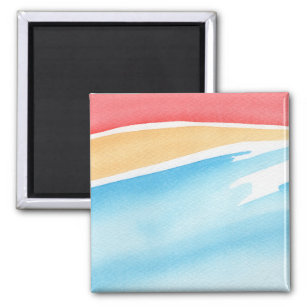 Cool Red Orange and Blue Watercolor Strokes Magnet