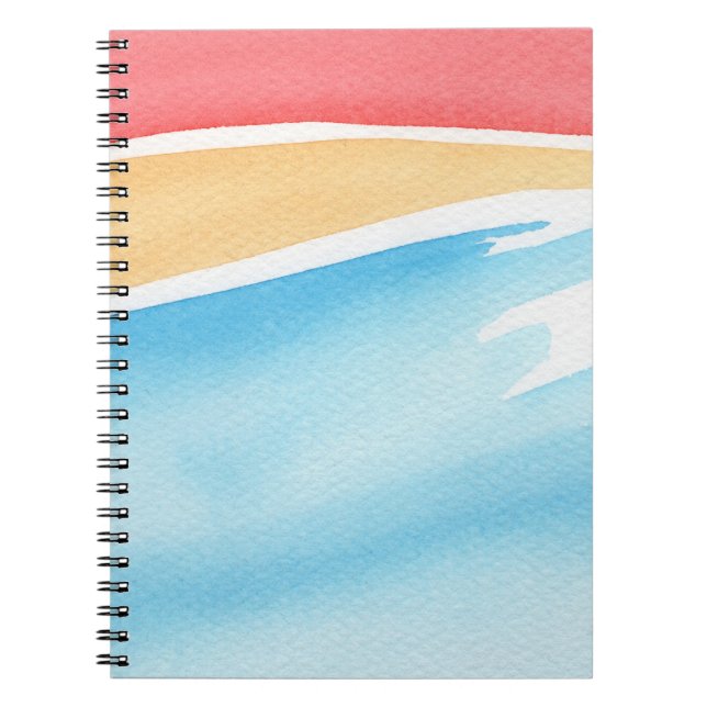 Cool Red Orange and Blue Watercolor Strokes Notebook (Front)