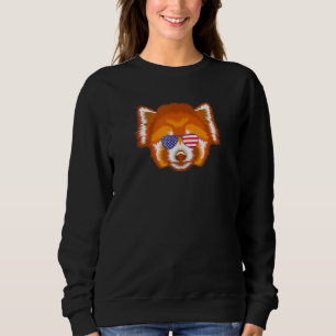 Cool Red Panda Wearing Usa Flag Sunglasses Us Amer Sweatshirt
