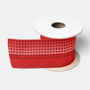 Cool Red Squares Pattern Satin Ribbon